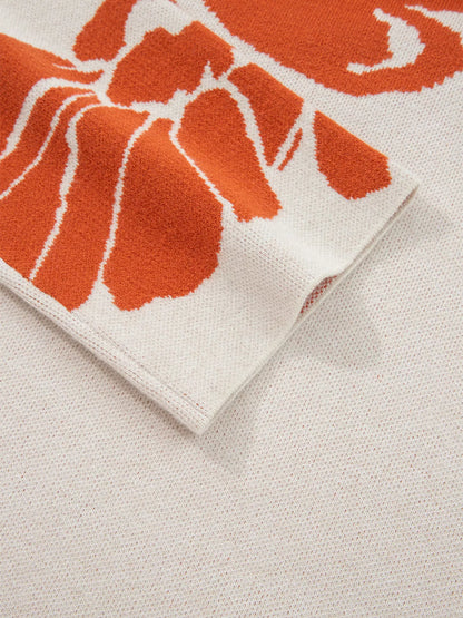 Flower Pattern Wide Sleeve Baggy Sweater