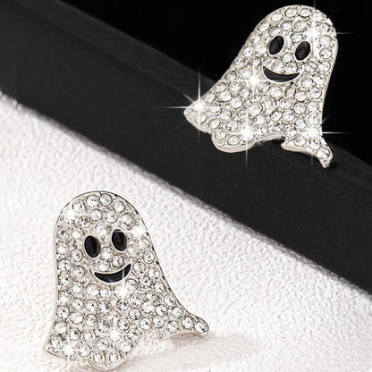 18K Gold-Plated Rhinestone Ghost Earrings