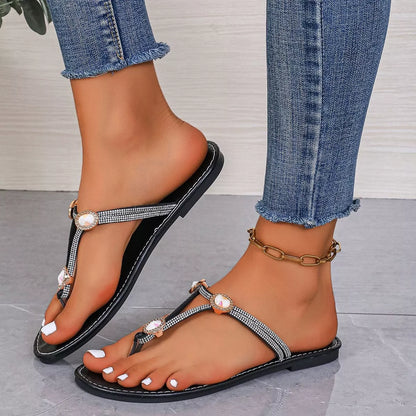 Rhinestone thong flats, view 6