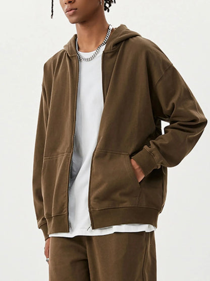 Men's Full Size Zip Up Long Sleeve Hoodie