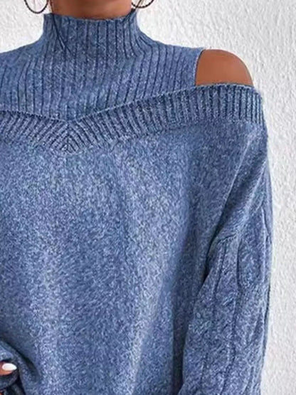 Cold Shoulder Turtleneck Sweater