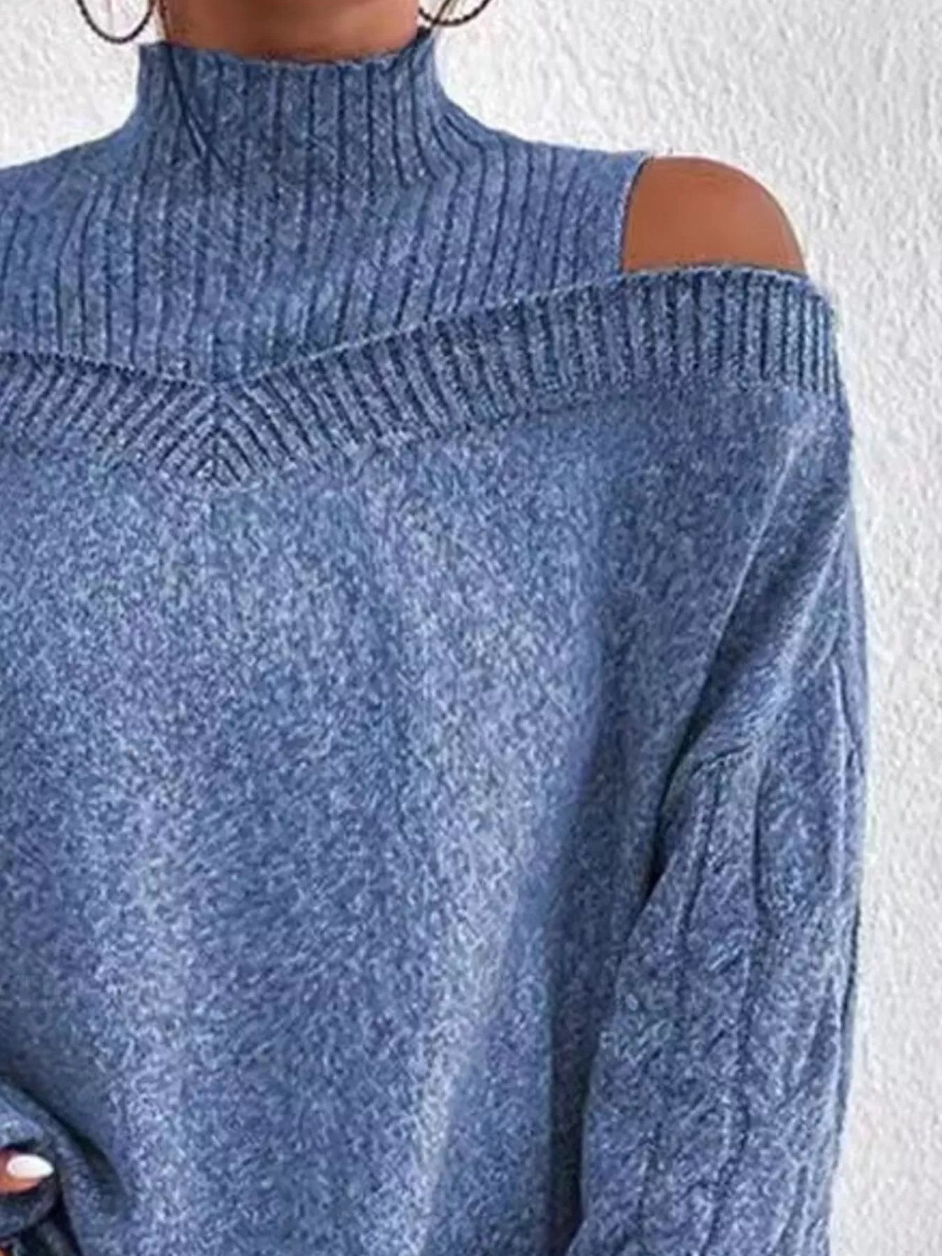 Cold Shoulder Turtleneck Sweater
