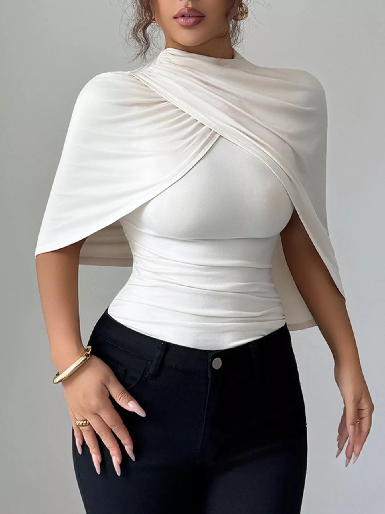 Half Sleeve Shawl Top