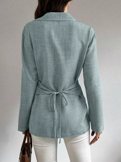 Criss-Cross Wrap Front Long Sleeve Shirt