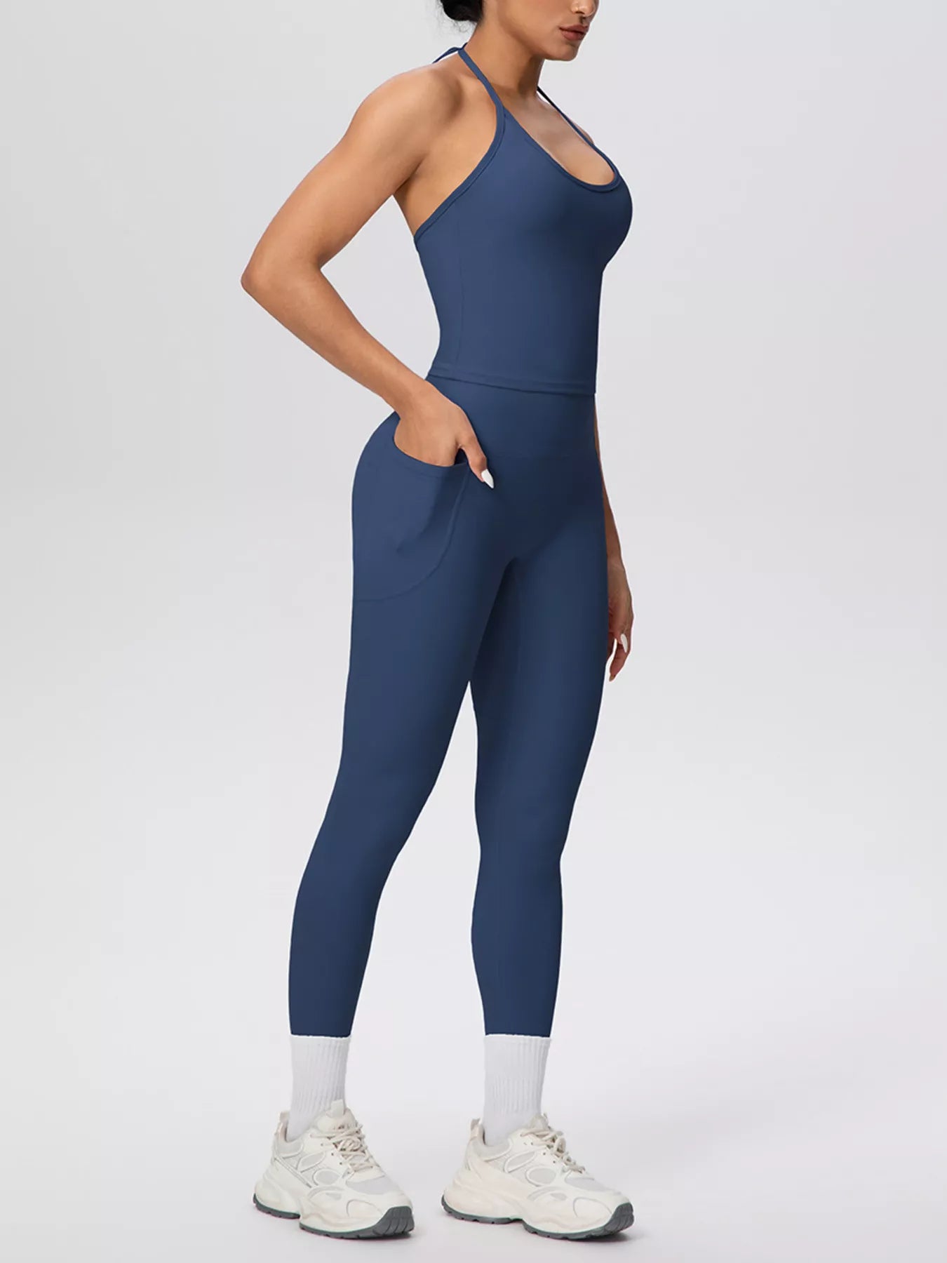 Halter Neck Cami and High-Waisted Leggings Active Set