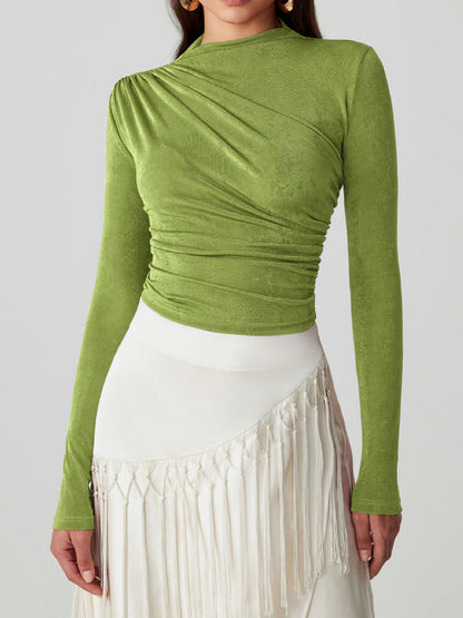 Mock Neck Long Sleeve T-Shirt