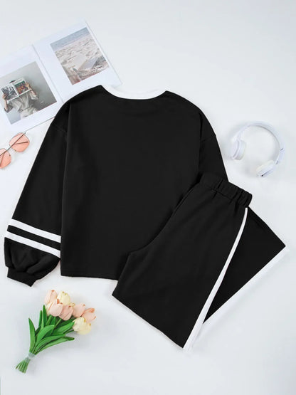 Contrast Top and Pants Set