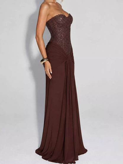 Plus Size Strapless Sequin Corset Dress for Parties