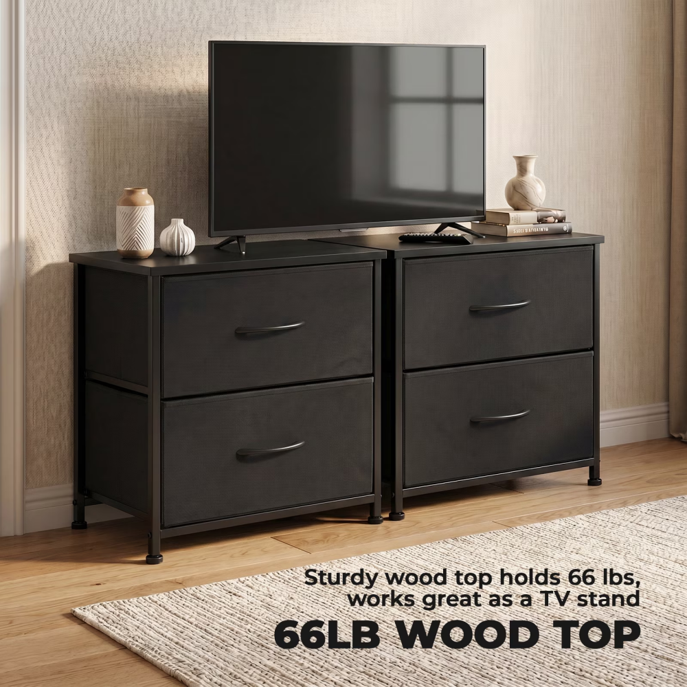 Drawer Dresser with Metal Frame & Wood Top