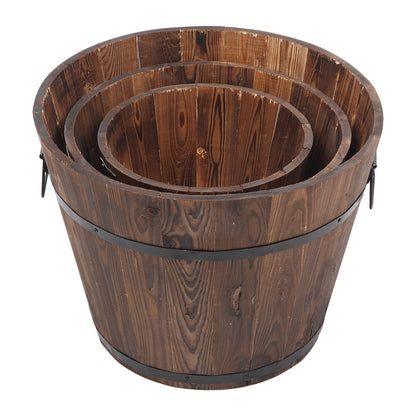 Outdoor Reinforced and Anticorrosive Wooden Pot Set