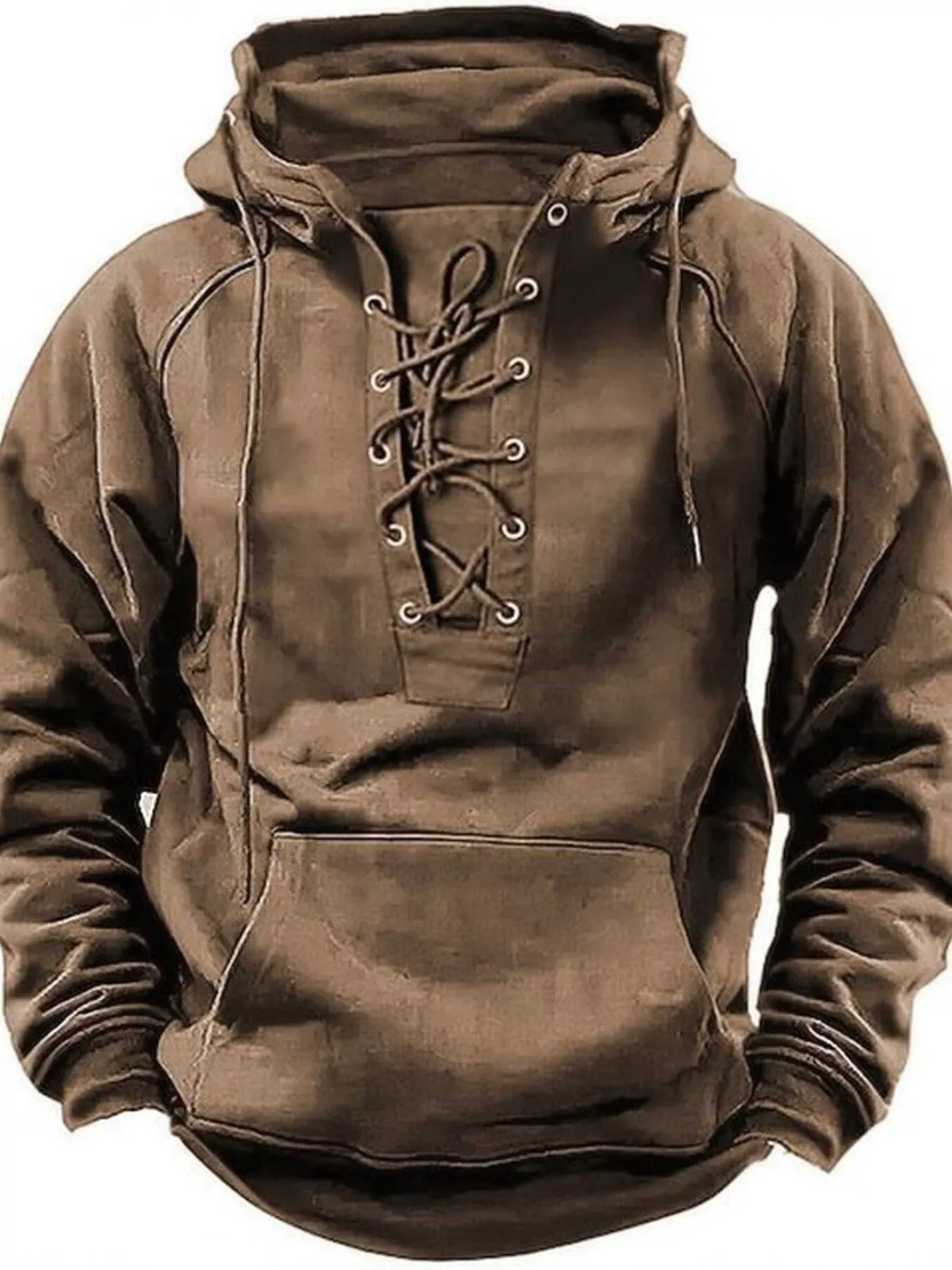 Men's Plus Size Lace Up Raglan Sleeve Hoodie