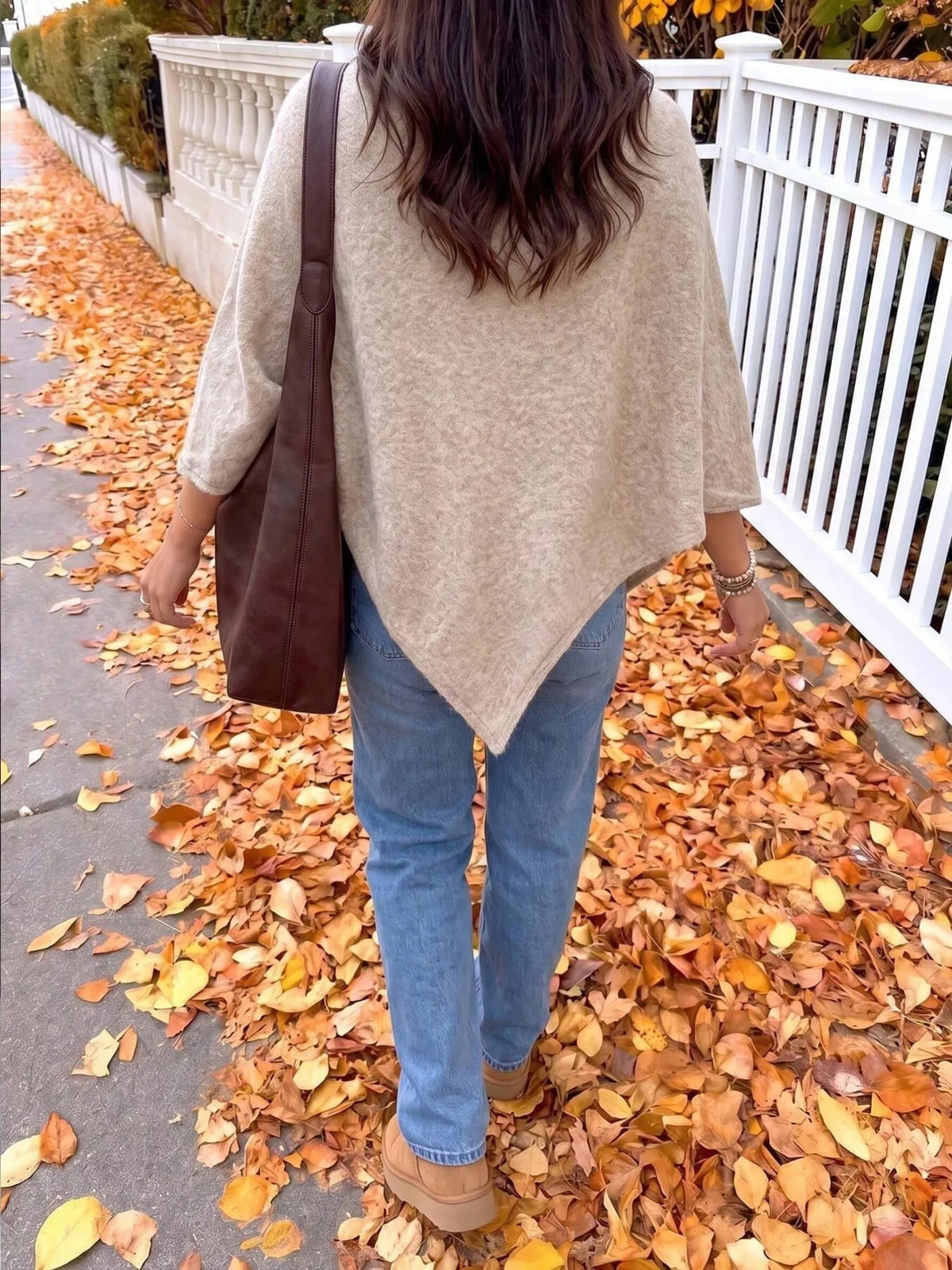 Plus size brushed cape sweater, view 3