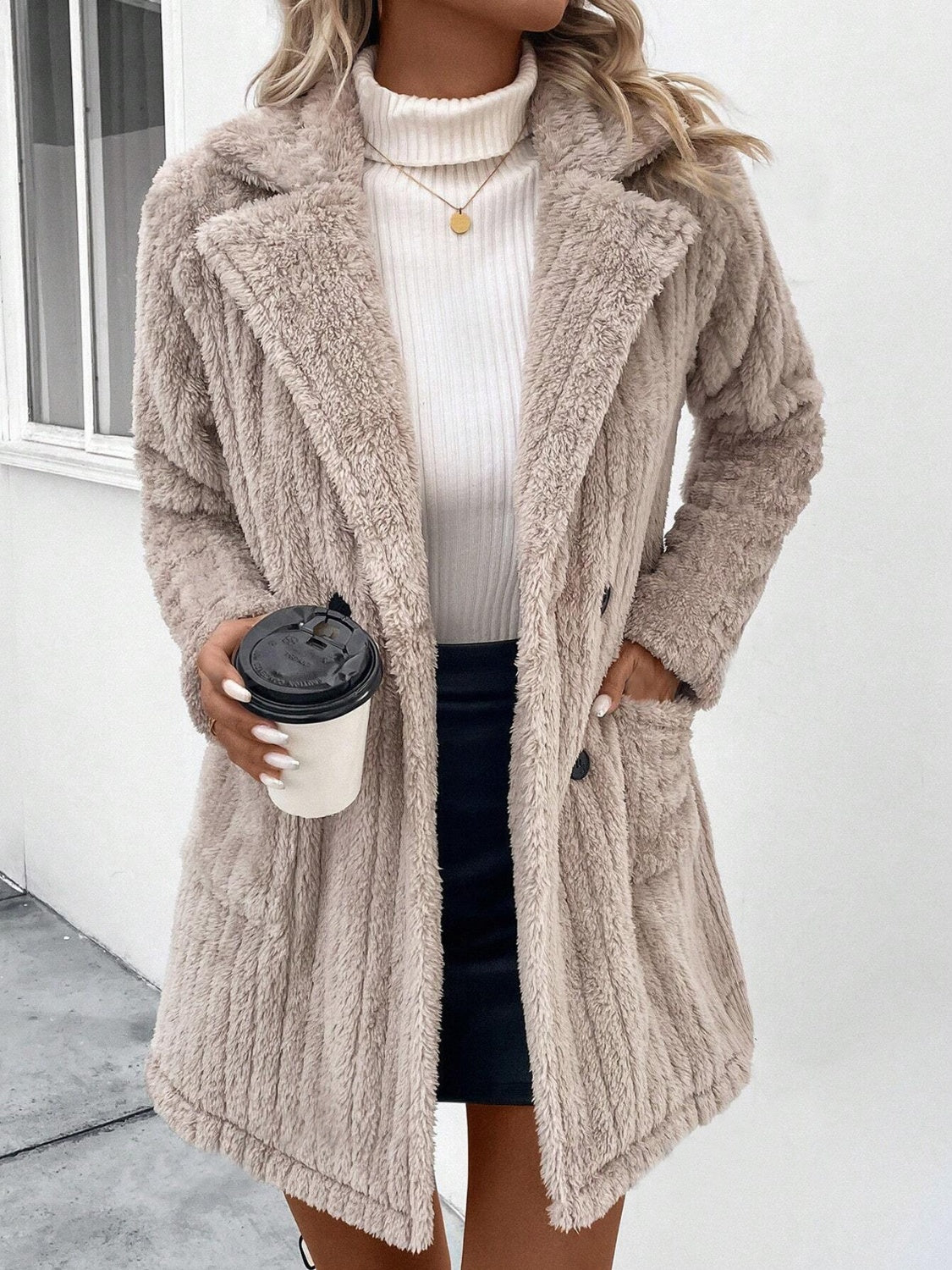 Fuzzy Long Sleeve Coat