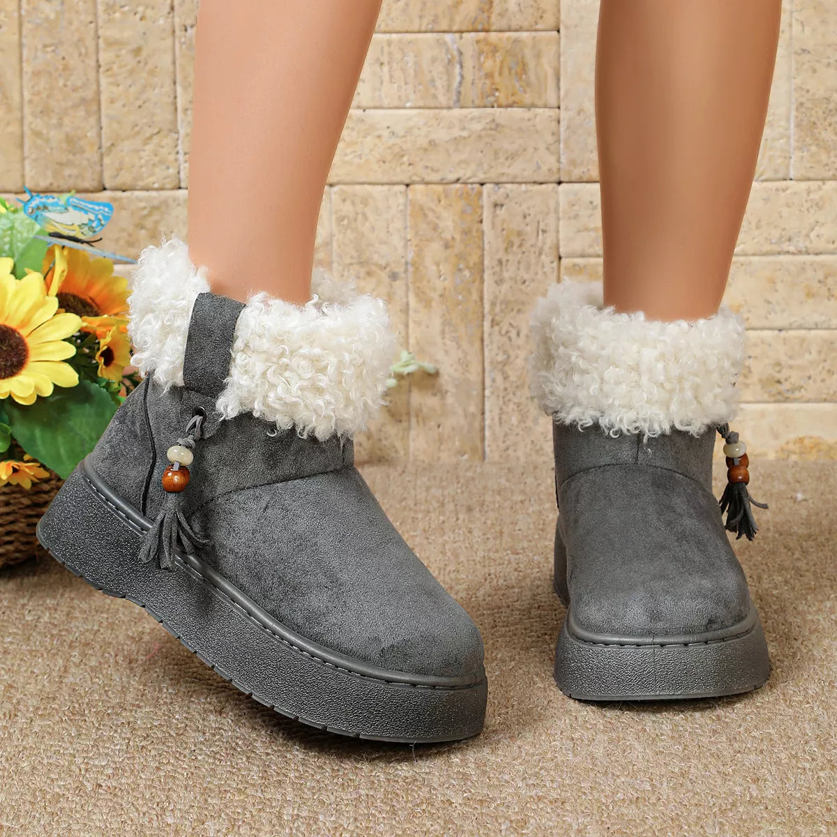Round Toe Faux Fur Lined Boots
