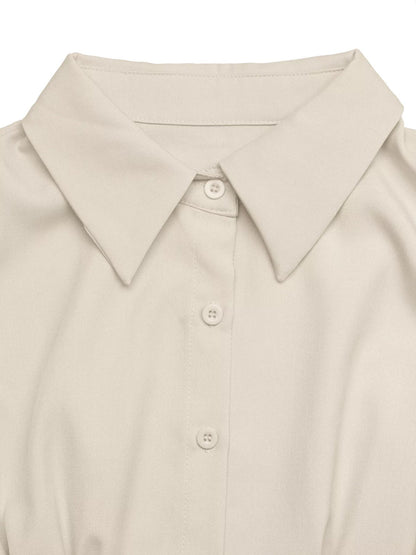 Ruched Button-Up Peplum Shirt