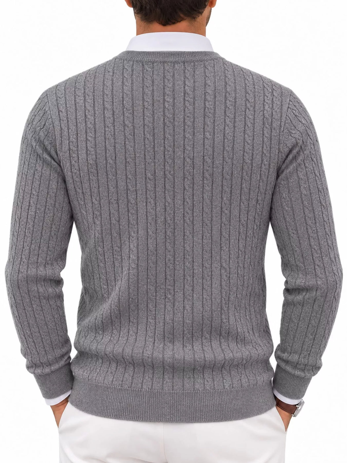 Men's cable-knit pullover sweater, view 12