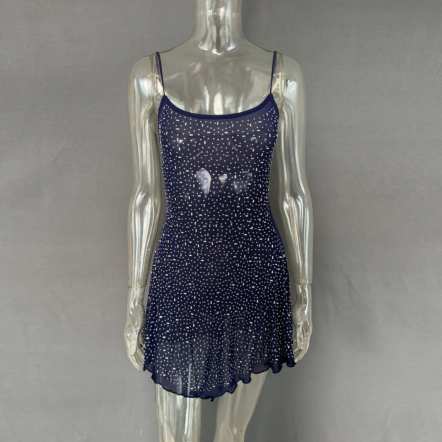 Rhinestone Decor Mini Cami Dress
