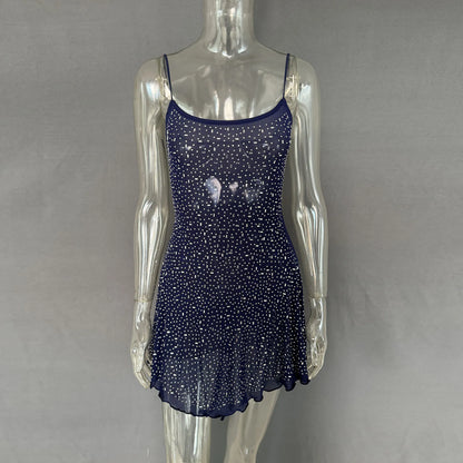 Rhinestone Decor Mini Cami Dress