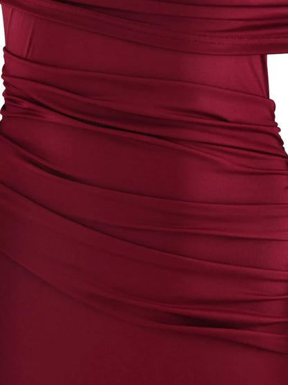 One-Shoulder Ruched Maxi Dress