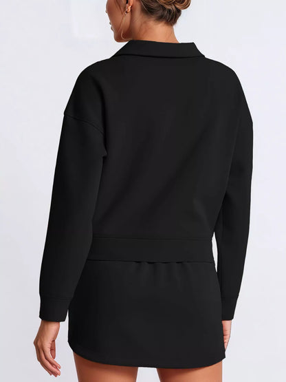 Dropped Shoulder Top and Skirt Set