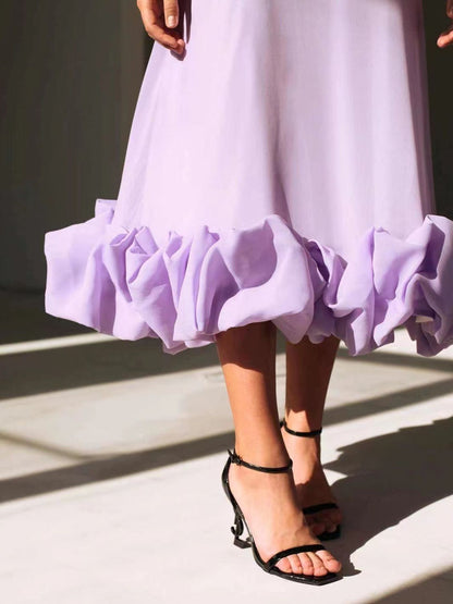 Ruffle Hem Scoop Neck Midi Dress