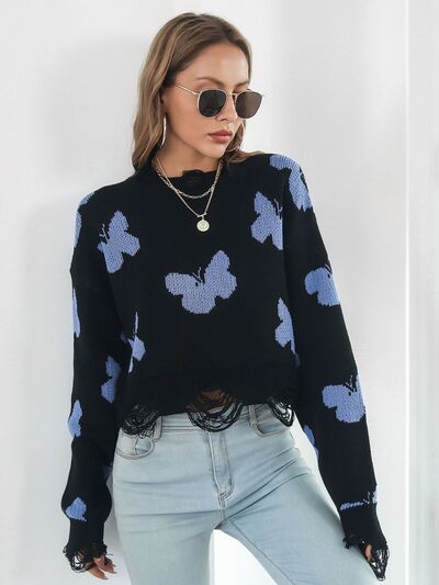 Butterfly Cropped Sweater