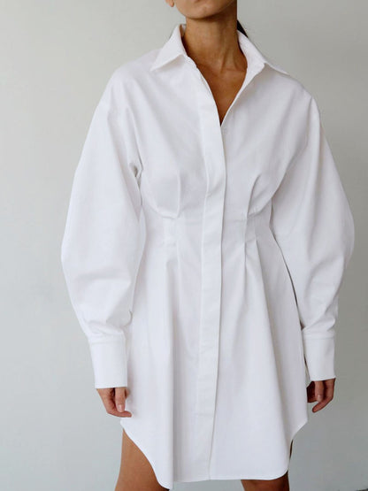 Button Up Long Sleeve Shirt Dress