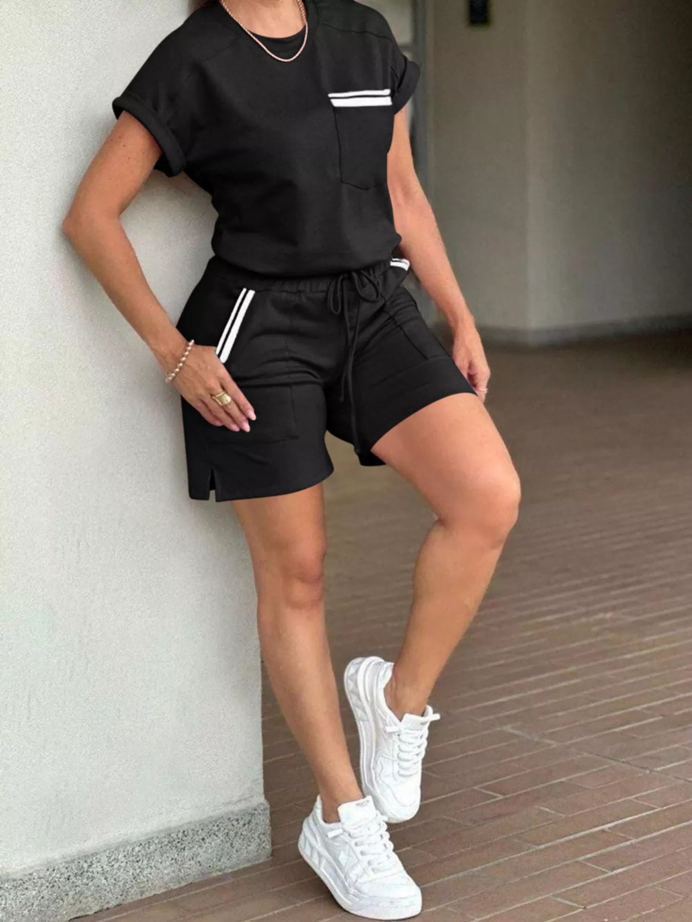 Short Sleeve Top and Shorts Set