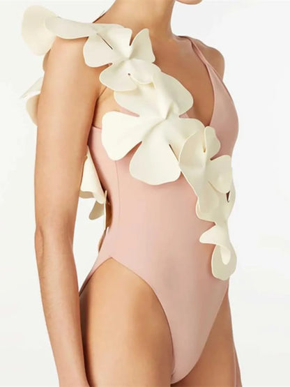 Flower Spaghetti Strap One-Piece Swimwear