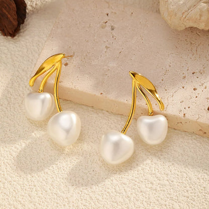 Pearl Cherry Drop Earrings