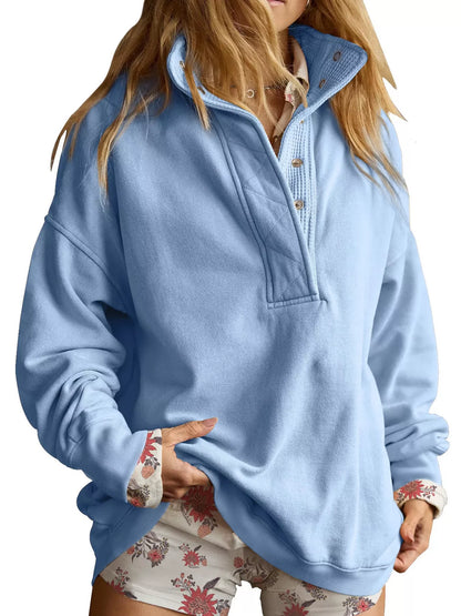 Half Snap Dropped Shoulder Sweatshirt