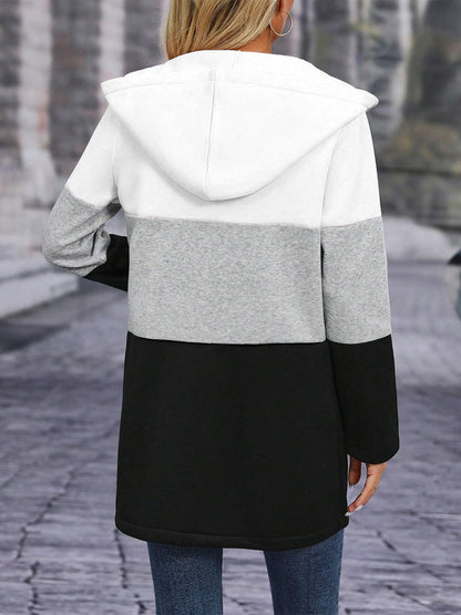 Color Block Hooded Outerwear