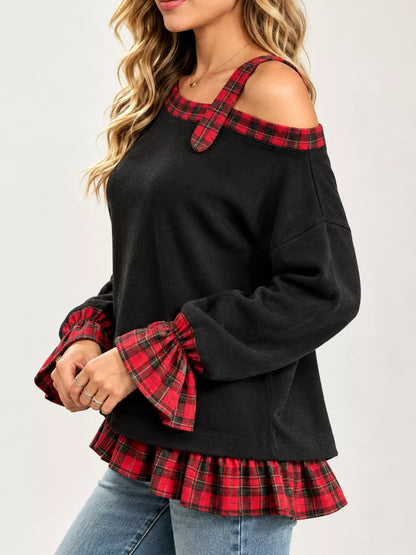Curvy women's plaid pullover, view 10