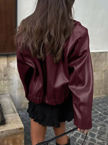 Faux Leather Zip Up Jacket