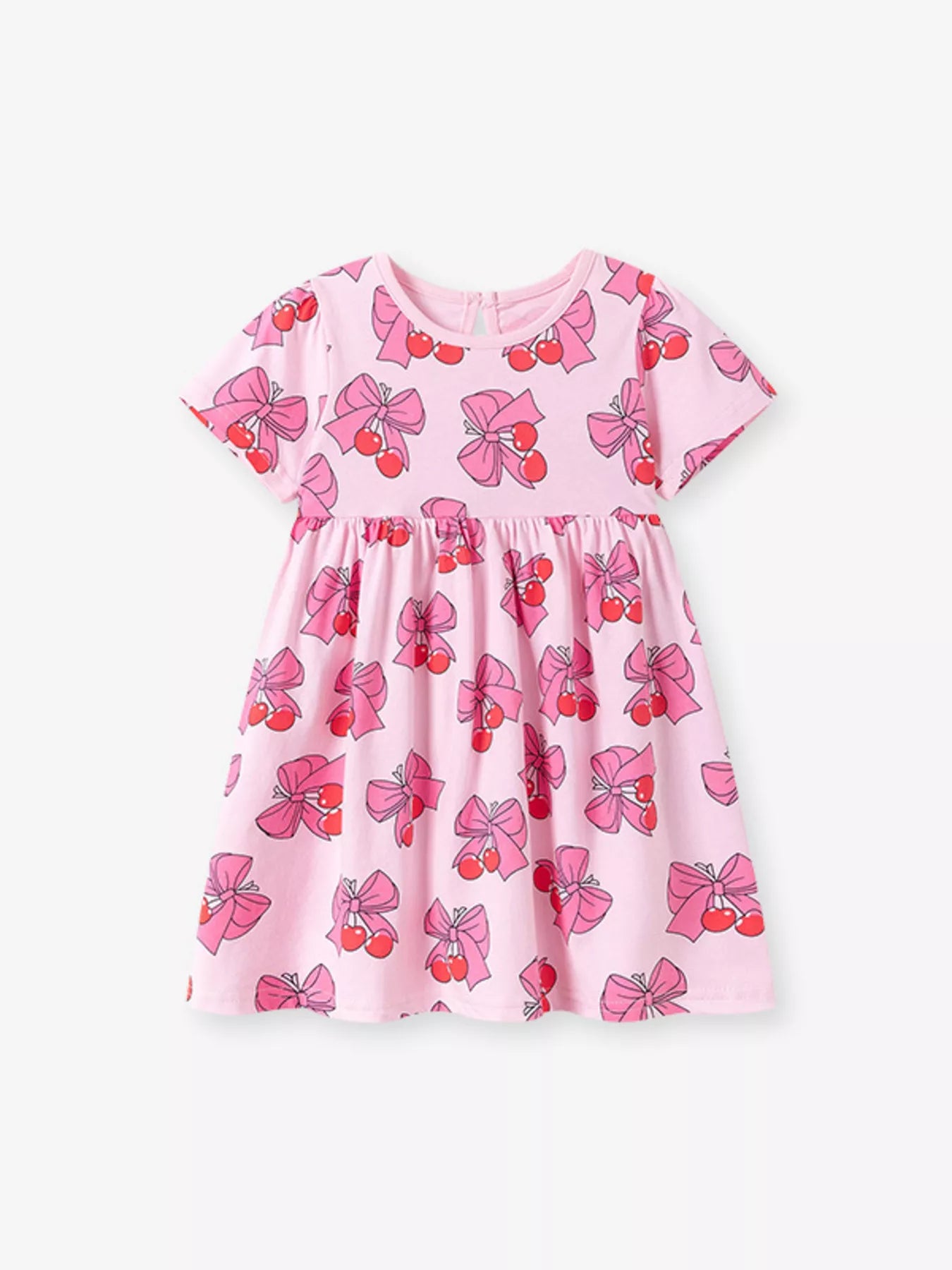 Children's Cherry Bowknot Print Dress