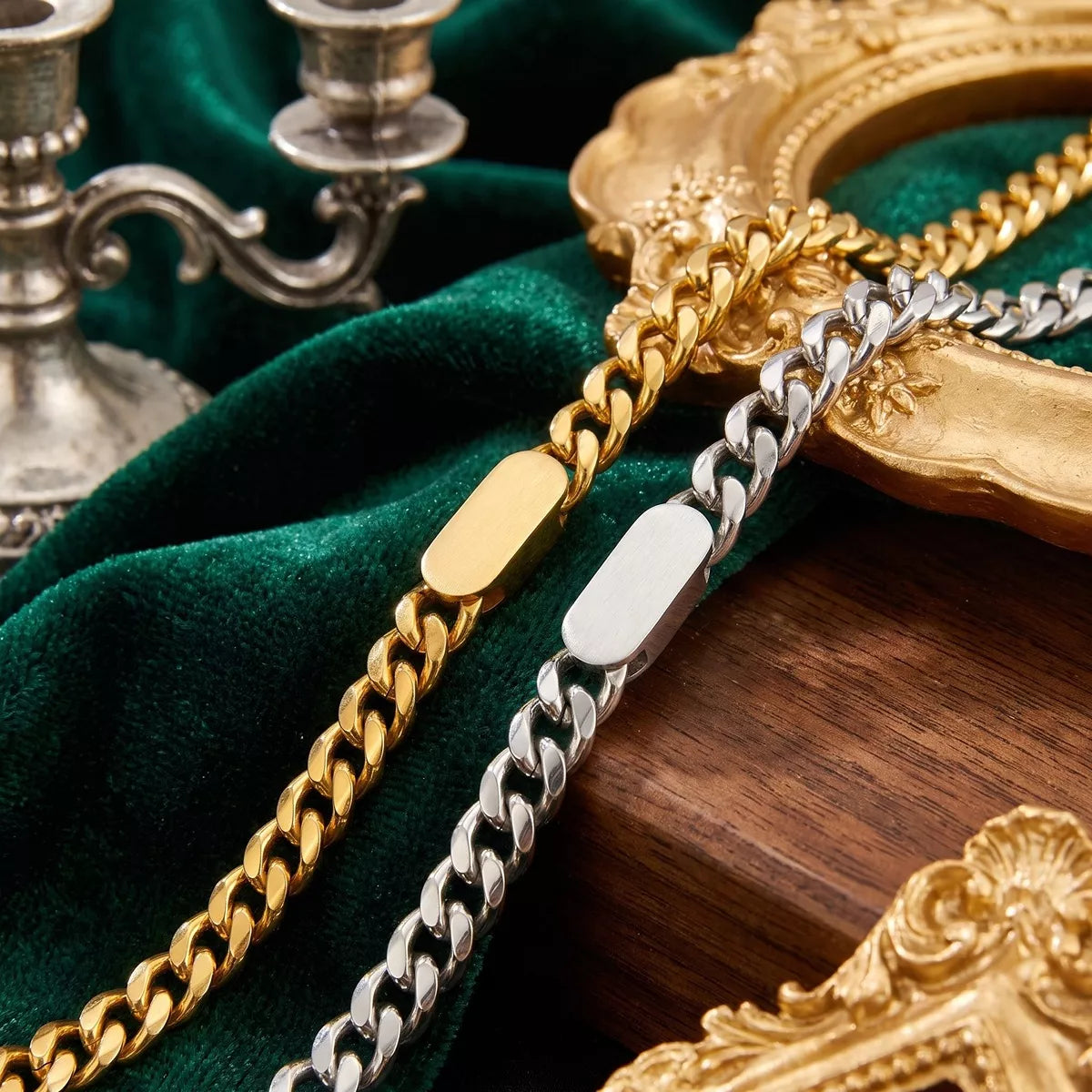Bar chain necklace and bracelet set, view 4