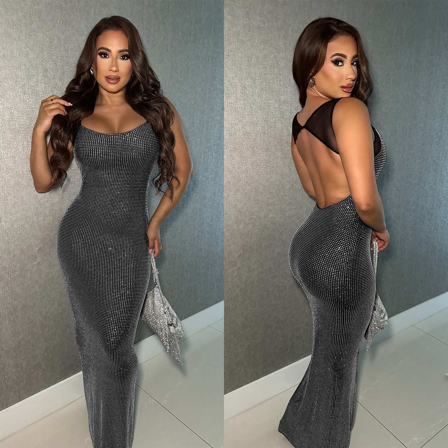 Fashionable Sexy Net Backless Dress