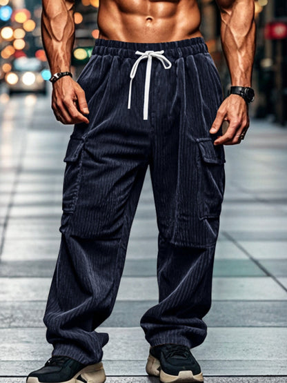 Men's Corduroy Cargo Pants Plus Size