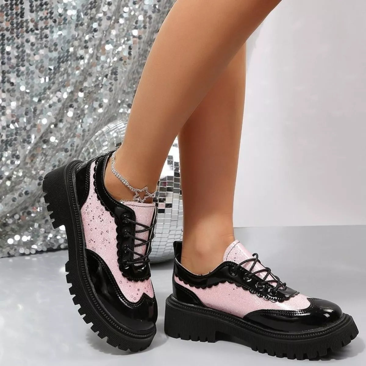 Fuchsia pink platform loafers, view 2
