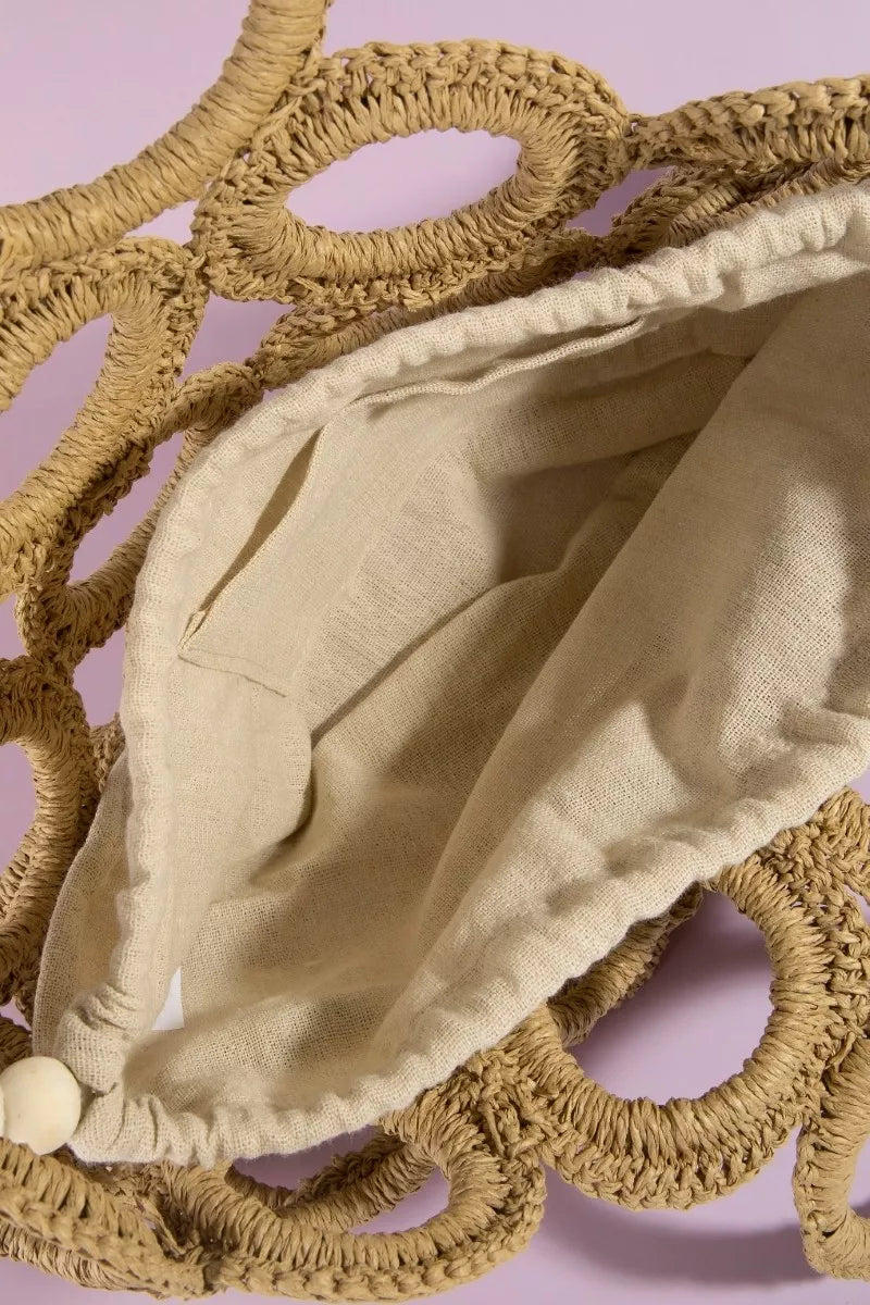 Fame Straw Round Pattern Hand Bag