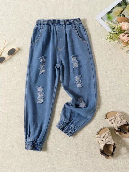 Children's One Shoulder Top and Distressed Jeans Set