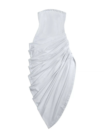 Lace Up Back Tube Midi Dress