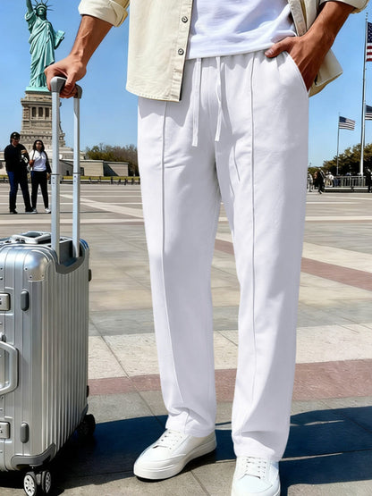 Men's Plus Size Drawstring Straight Leg Pants