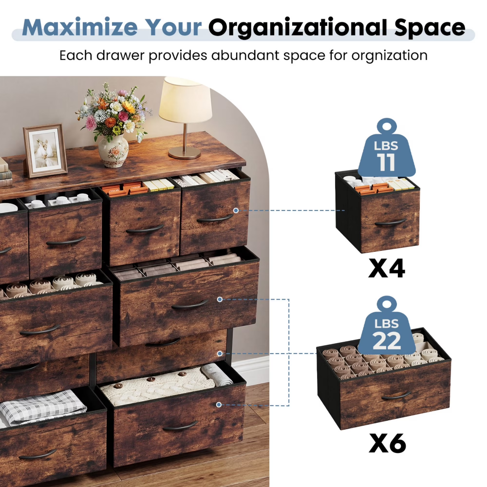 10-Drawer Fabric Dresser