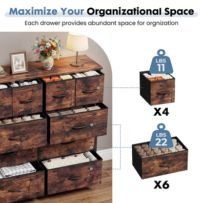 10-Drawer Fabric Dresser