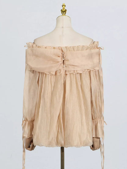 Ruffle Off-Shoulder Flounce Sleeve Blouse