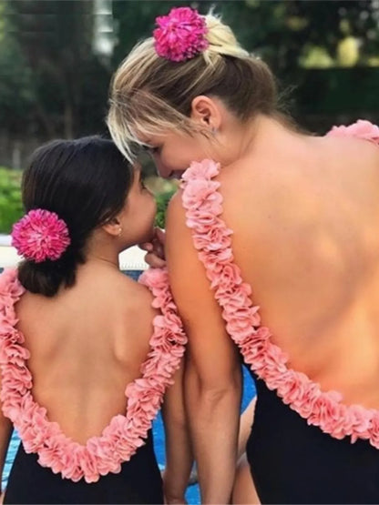 Backless Petal Strap Parent-Child Swimsuit