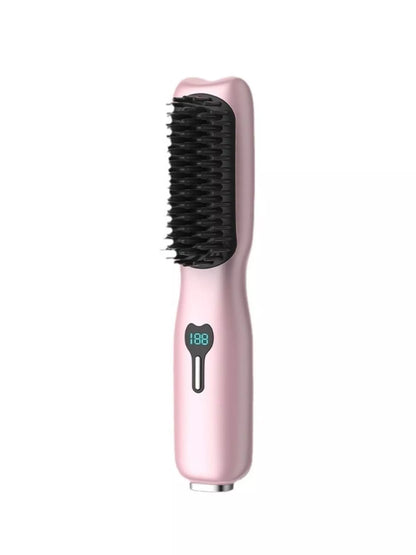 2-in-1 Mini Wireless Ionic Brush Hair Straightening Comb