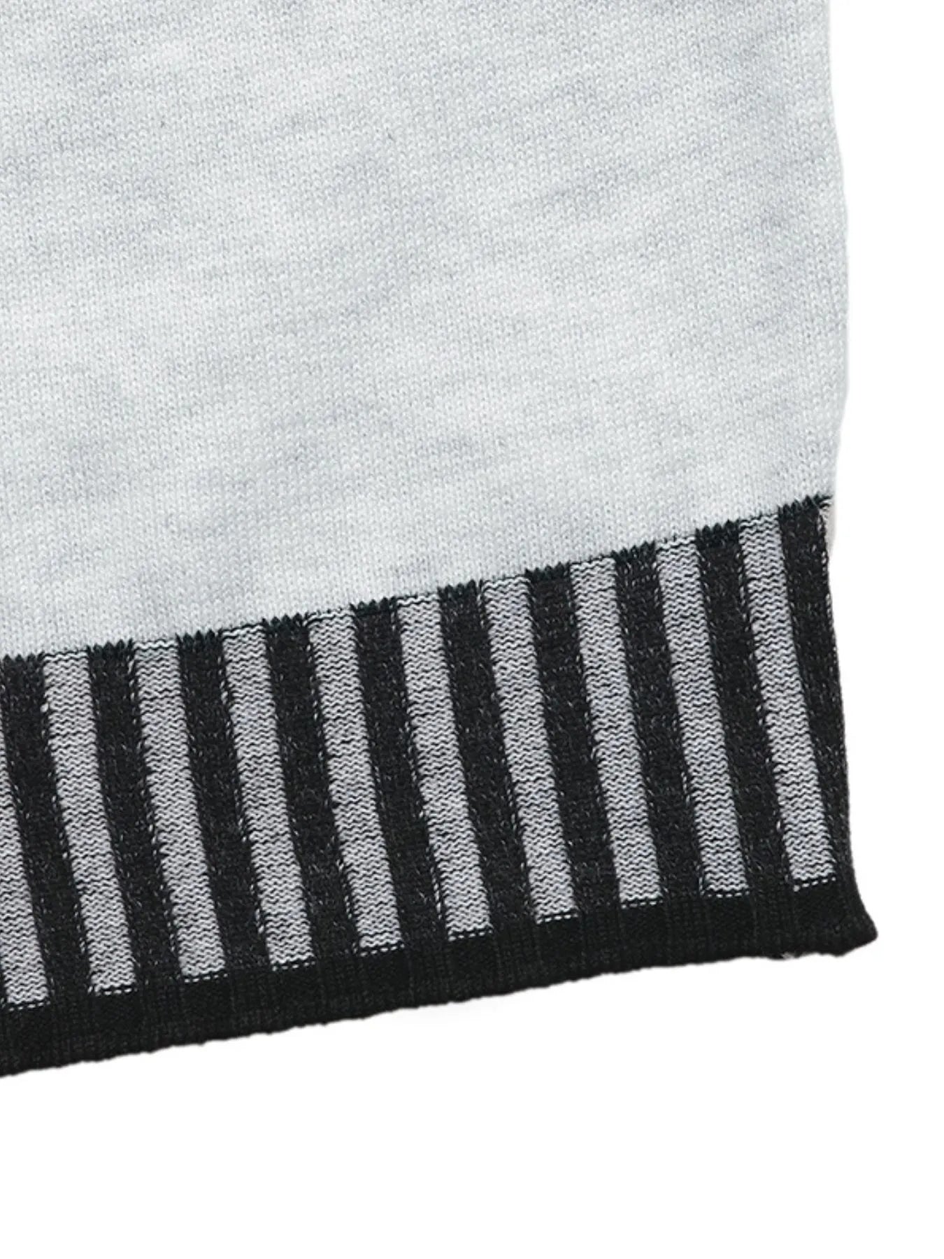 Striped Trim Tie Waist Sweater Dress