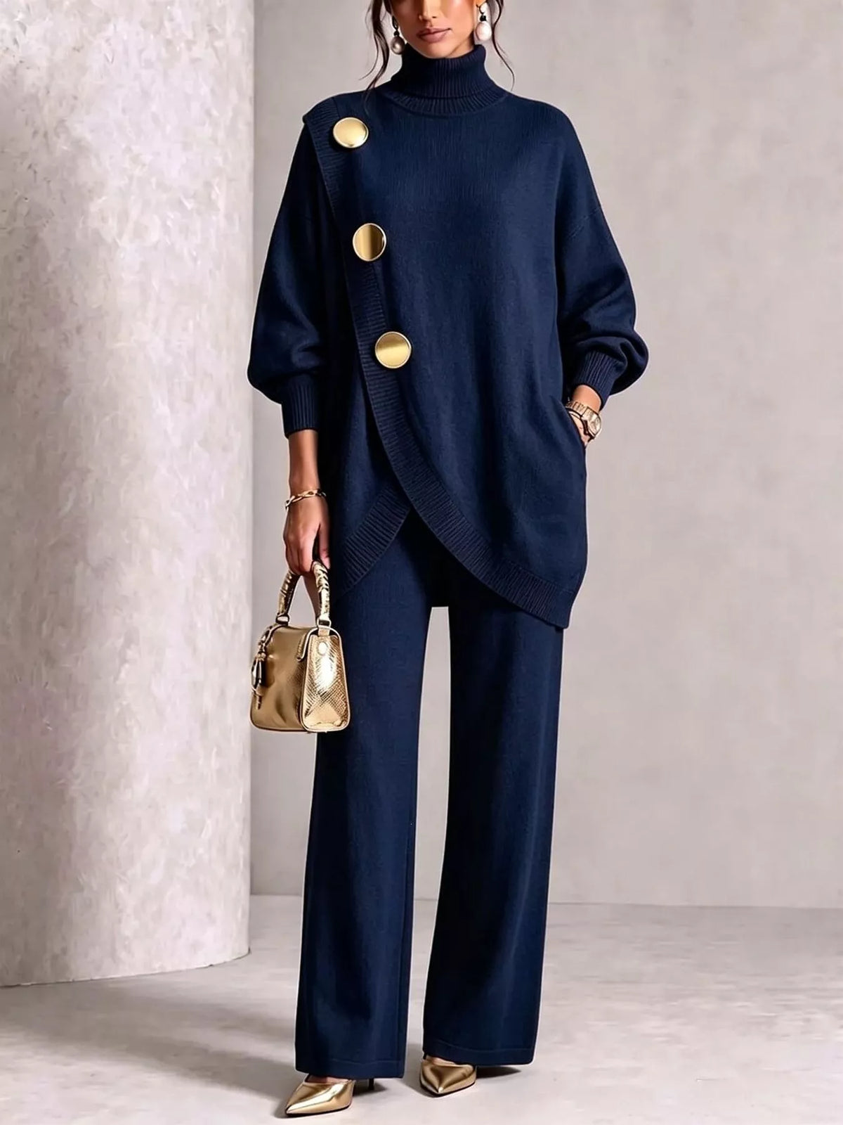 Turtleneck sweater and pants set, view 11